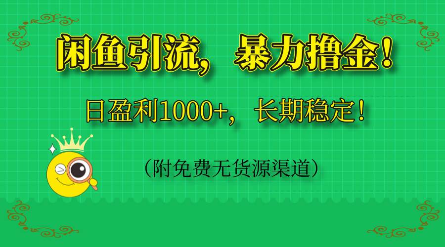 （14647期）闲鱼引流，暴力撸金，日盈利1000+，长期稳定！（附免费无货源渠道）-占领资源网