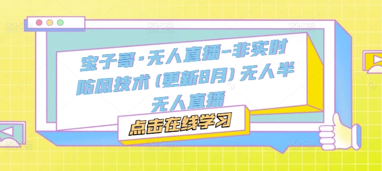 宝子哥·无人直播-非实时防风技术(更新25年5月)无人半无人直播-占领资源网