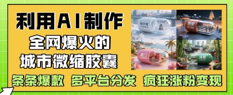 利用AI制作全网爆火的城市微缩胶囊，条条爆款， 多平台分发，疯狂涨粉变现-占领资源网