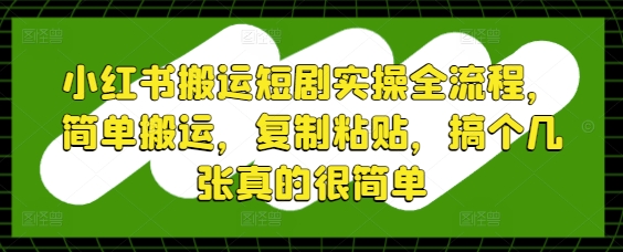 小红书搬运短剧实操全流程，简单搬运，复制粘贴，搞个几张真的很简单-占领资源网