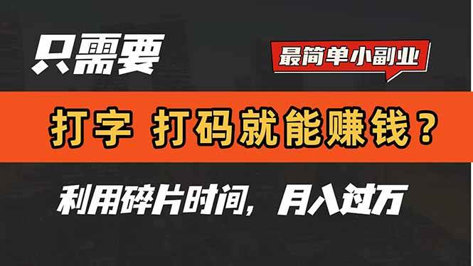 （14673期）只需要打字，打码，就能赚钱？简单的赚钱小副业，利用碎片时间，月入过万-占领资源网