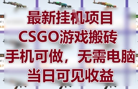 最新挂G项目，CSGO游戏搬砖，手机可做，无需电脑，当日见收益【揭秘】-占领资源网