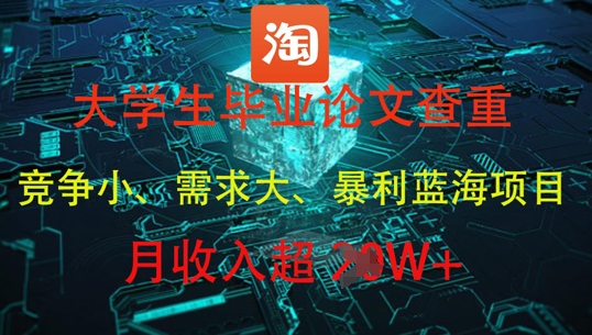 大学生毕业论文查重，暴利蓝海项目，月收入过1W+-占领资源网