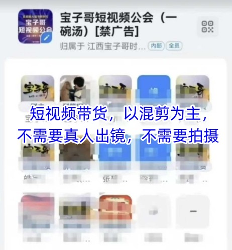 宝子哥头部团队短视频带货，以混剪为主，不需要真人出镜，不需要拍摄-占领资源网