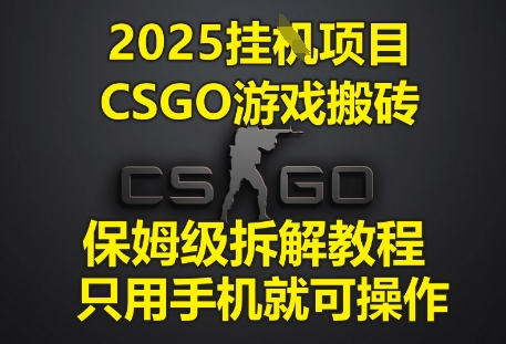 2025挂G项目，CSGO游戏搬砖，保姆级拆解教程，只用手机就可操作【揭秘】-占领资源网