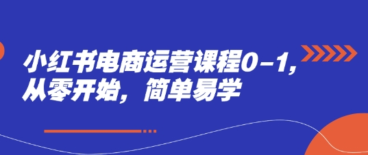 小红书电商运营课程0-1，从零开始，简单易学-占领资源网