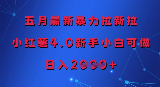 五月最新暴力拉新拉，小红薯4.0新手小白可做，日入多张-占领资源网