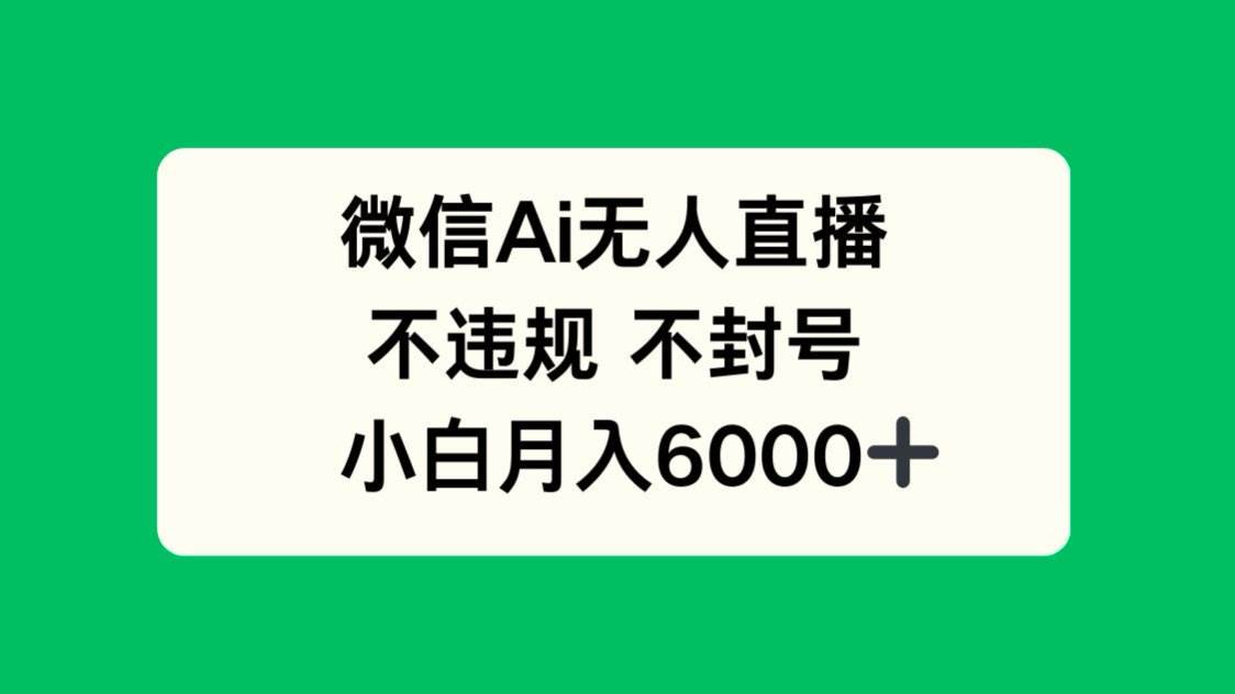 （14733期）微信AI无人直播，不违规 不封号 ，小白月入6000+-占领资源网