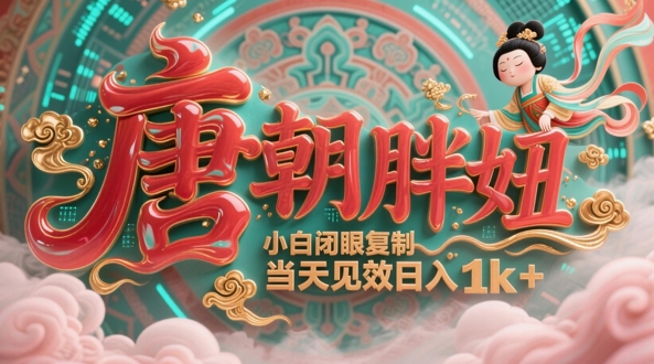 用AI克隆“唐朝胖妞”日更3条，平台疯狂推流，小白闭眼复制，当天见效，日入1k+-占领资源网