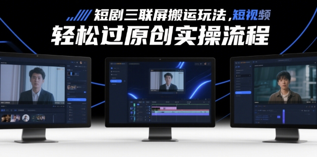 短剧三联屏搬运玩法，短剧搬运轻松过原创实操流程-占领资源网