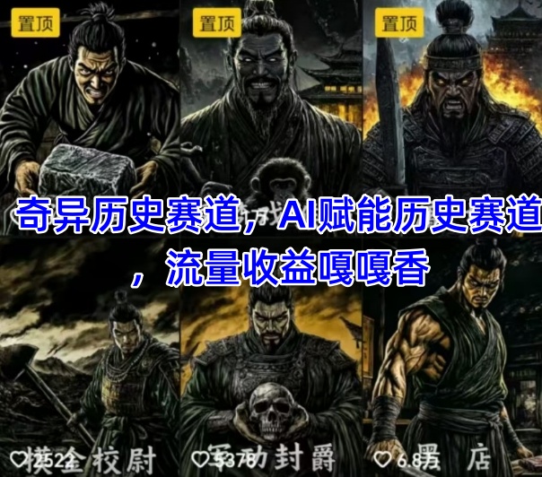 抖音奇异历史赛道，AI赋能历史赛道，流量收益嘎嘎香，狂撸伙伴计划-占领资源网