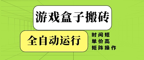 游戏盒子搬砖，全自动运行，无需人工，时间短、单价高、矩阵操作【揭秘】-占领资源网