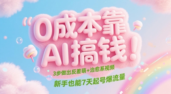 0成本靠AI搞钱！3步做出反差萌+治愈系视频，新手也能7天起号爆流量-占领资源网