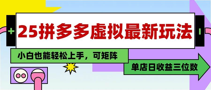 （14783期）25最新拼多多虚拟电商，单店日入3位数，小白也能快速上手，教程.-占领资源网