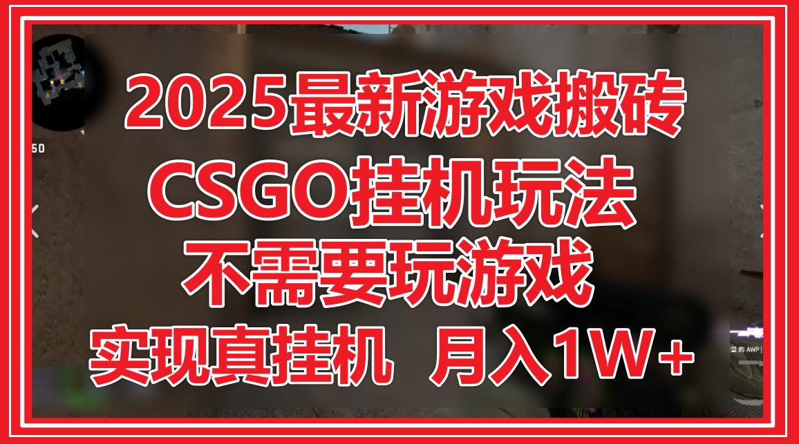 2025最新游戏搬砖，CSGO挂机，不需要玩游戏，实现真挂机，月入1W+-占领资源网
