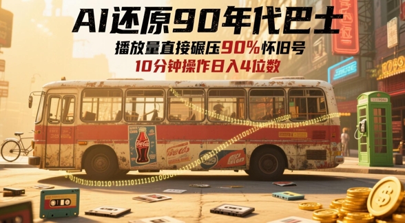 AI还原90年代巴士，一帧就让70后泪崩，播放量直接碾压90%怀旧号，每天操作十分钟，日入四位数-占领资源网