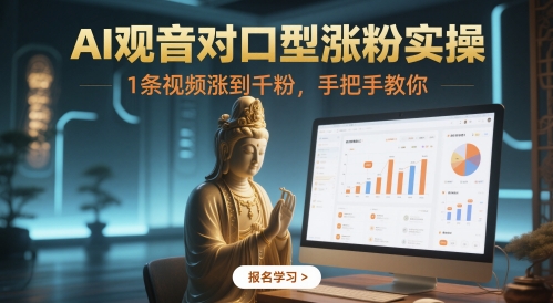 AI观音对口型涨粉实操，1条视频涨到千粉，手把手教你-占领资源网