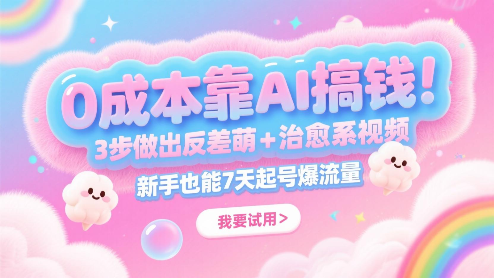 0成本靠AI搞钱！3步做出反差萌+治愈系视频，新手也能7天起号爆流量，月入5位数-占领资源网
