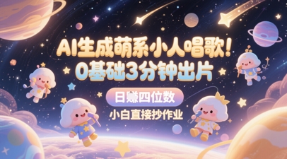 AI生成萌系小人唱歌，0基础3分钟出片，28个作品涨粉8.9W，单条最高19W赞，日入四位数，小白直接抄作业-占领资源网