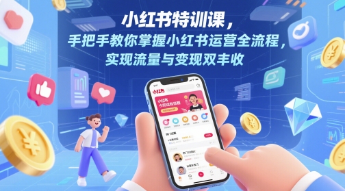 小红书特训课，手把手教你掌握小红书运营全流程，实现流量与变现双丰收-占领资源网