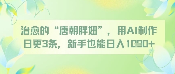 治愈的“唐朝胖妞”，用AI制作日更3条，新手也能日入多张-占领资源网