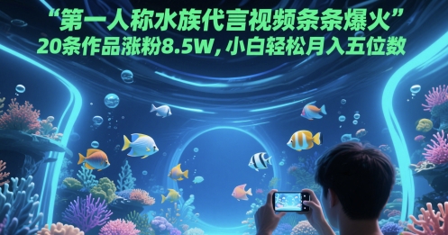 第一人称水族代言视频条条爆火，20条作品涨粉8.5W，小白轻松月入五位数-占领资源网