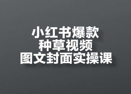 小红书爆款种草视频图文封面实操课，​开店、选品、引流、变现全流程-占领资源网