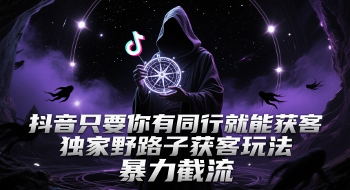 抖音只要你有同行就能获客，独家野路子获客玩法，暴力截流【揭秘】-占领资源网