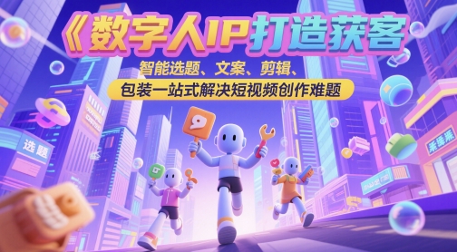数字人IP打造获客变现实操课，智能选题、文案、剪辑、包装一站式解决短视频创作难题-占领资源网