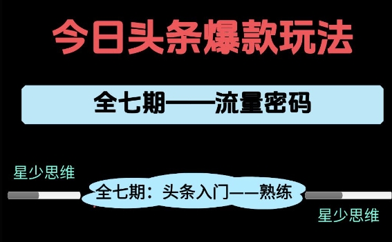 头条系列全七期项目拆解，全是干货，新手从0-1必经过程，99的人会踩的坑-占领资源网