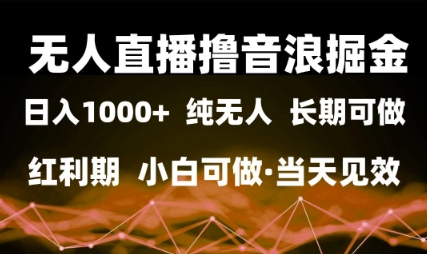 无人直播撸音浪掘金，日入1k+，纯无人红利期，小白可做，当天见效【揭秘】-占领资源网