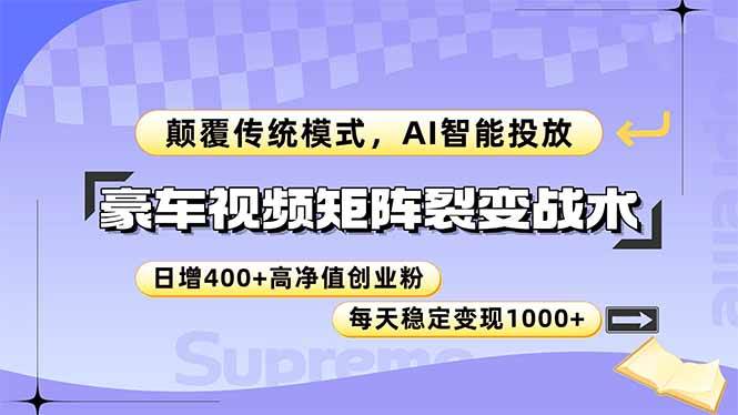 （14903期）豪车视频矩阵裂变战术，颠覆传统模式，AI智能投放，日增400+高净值创业…-占领资源网