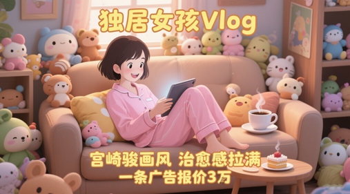 单个账号涨粉71W！用AI制作独居女孩Vlog，宫崎骏画风，治愈感拉满，一条广告报价3W-占领资源网