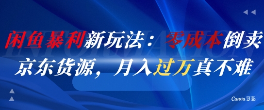 闲鱼暴利新玩法：零成本倒卖京东货源，月入过1W真不难-占领资源网