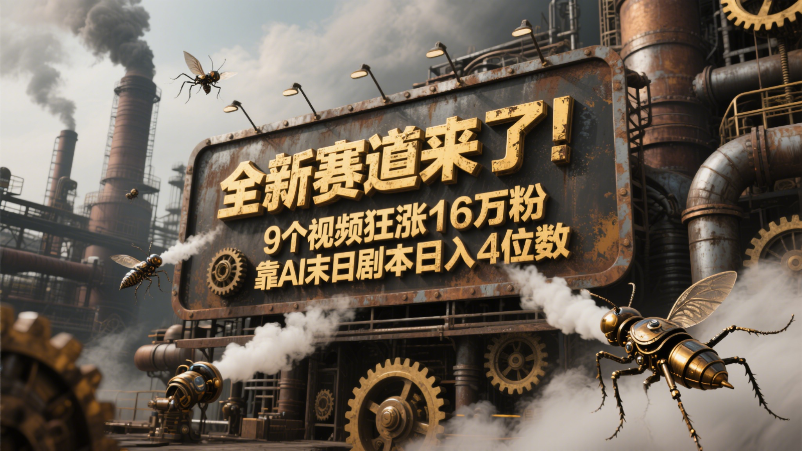 全新赛道来了！9个视频狂涨16万粉，靠AI末日剧本日入4位数，评论区爆肝追更！-占领资源网