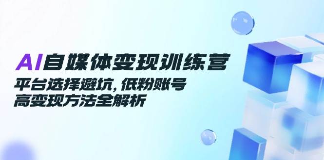 AI自媒体变现训练营，平台选择避坑，低粉账号高变现方法全解析-占领资源网