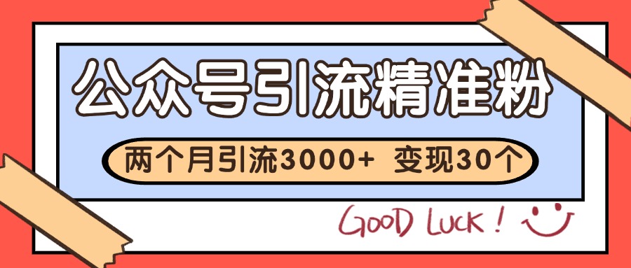 公众号精准粉引流玩法 2个月3000+精准粉 变现30万+-占领资源网