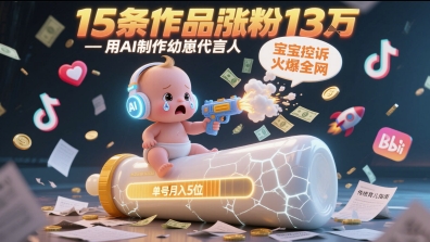 用AI制作幼崽代言人，宝宝的控诉火爆全网，15条作品涨粉13W，单号月入5位数实操教程-占领资源网