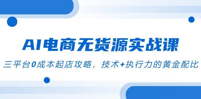 （14982期）AI电商无货源实战课，三平台0成本起店攻略，技术+执行力的黄金配比-占领资源网
