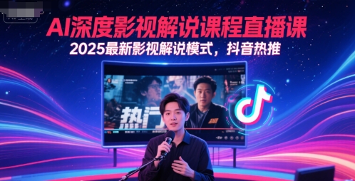 AI深度影视解说课程直播课，2025最新影视解说模式，抖音热推-占领资源网