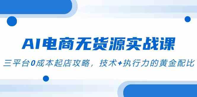 AI电商无货源实战课，三平台0成本起店攻略，技术+执行力的黄金配比-占领资源网