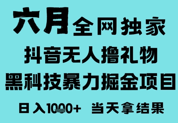 25年6月高爆抖音无人直播最新撸音浪掘金项目，门槛低小白可做，无脑日入1k，可矩阵放大【揭秘】-占领资源网