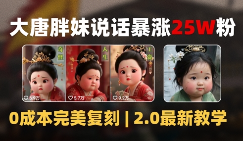 AI大唐胖贵妃说话2.0，40条视频暴涨40w粉，附独家变现攻略-占领资源网