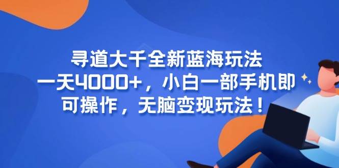 （15050期）寻道大千全新蓝海玩法，一天4000+，小白一部手机即可操作，无脑变现玩法！-占领资源网