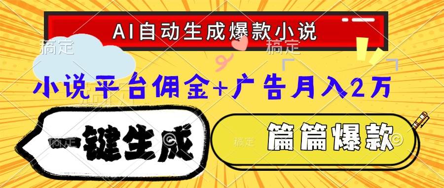（15051期）Ai自动生成网文爆款小说，一件生成小说大纲、故事情节，每篇都是爆款，…-占领资源网