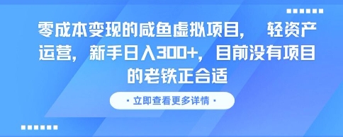 零成本变现的咸鱼虚拟项目， 轻资产运营，新手日入3张+，目前没有项目的老铁正合适-占领资源网