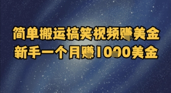 简单搬运搞笑视频挣美金，新手一个月入1k美金-占领资源网