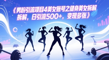 男粉引流项目4美女账号之健身美女拆解，日引流500+，变现多张-占领资源网