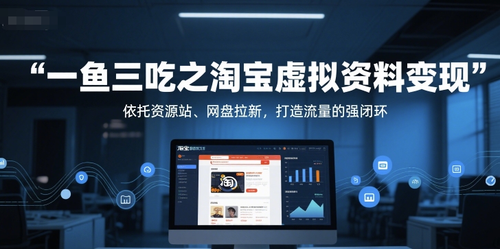 一鱼三吃之淘宝虚拟资料变现，依托资源站、网盘拉新，打造流量的强闭环-占领资源网
