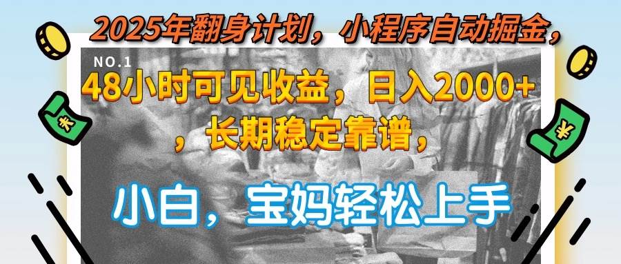 （15082期）2025年翻身计划，小程序自动掘金48小时可见收益，日入2000+，长期稳定…-占领资源网
